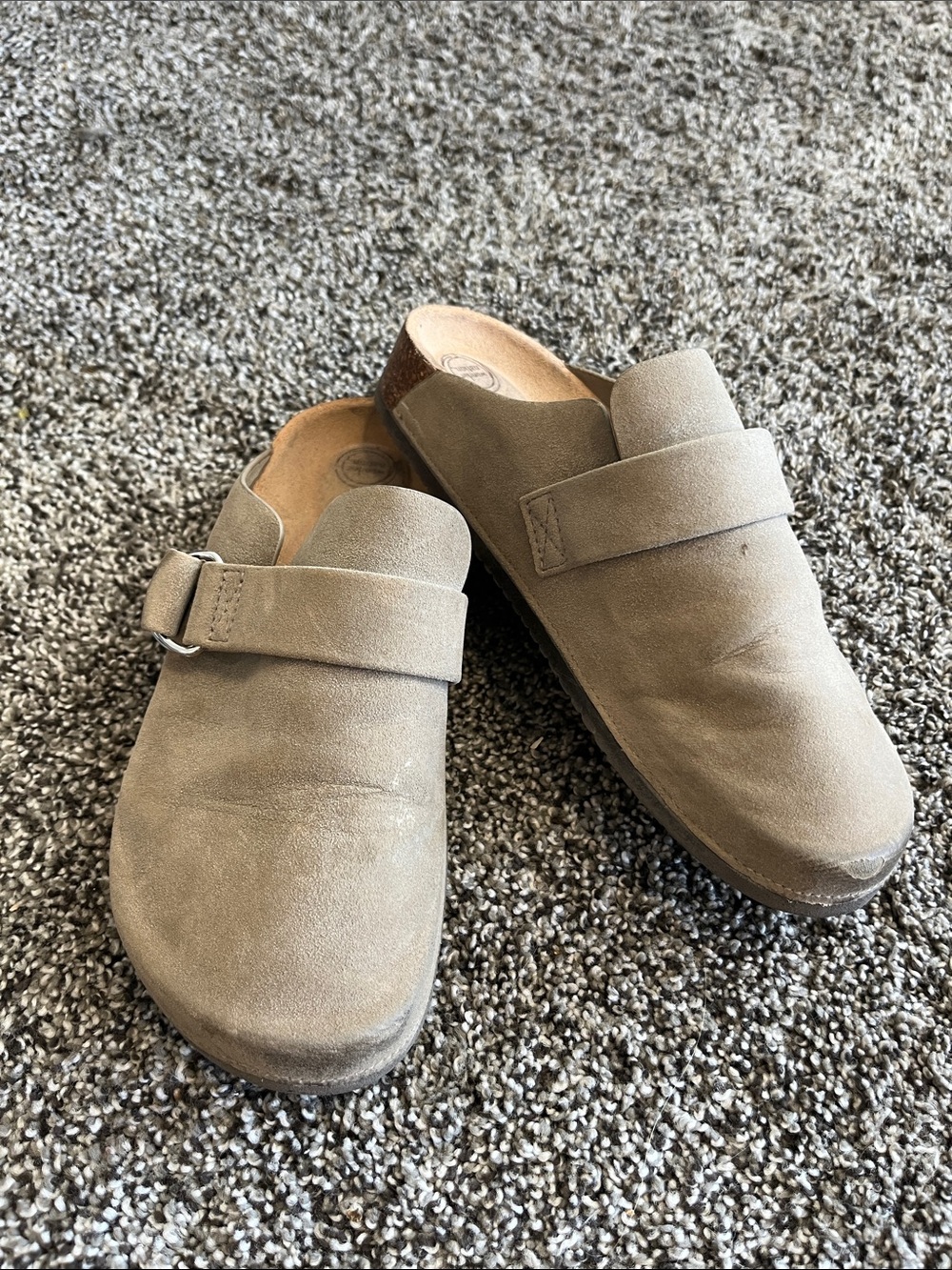 Suede Slip-On Clogs in Taupe; Girls size 1